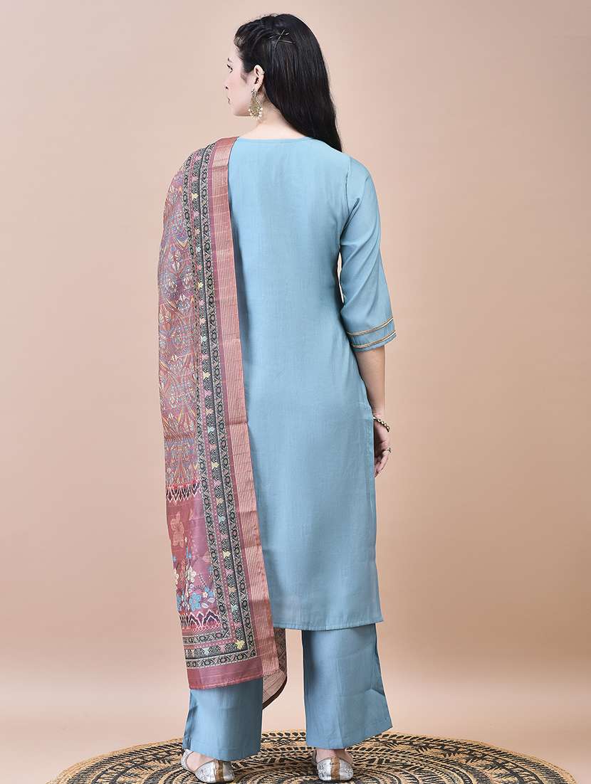 women embroidered kurta palazzo set with dupatta - 21629709 - Standard Image - 4