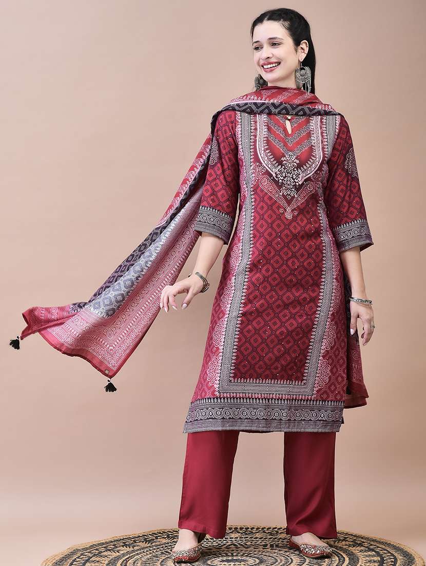 women printed kurta pant set with dupatta - 21629721 -  Standard Image - 1