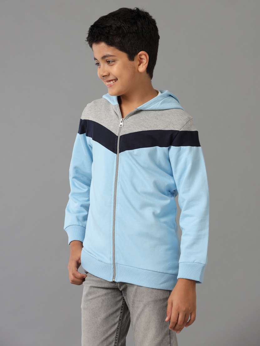 boys color block zipper hooded sweatshirt - 21629895 -  Standard Image - 1