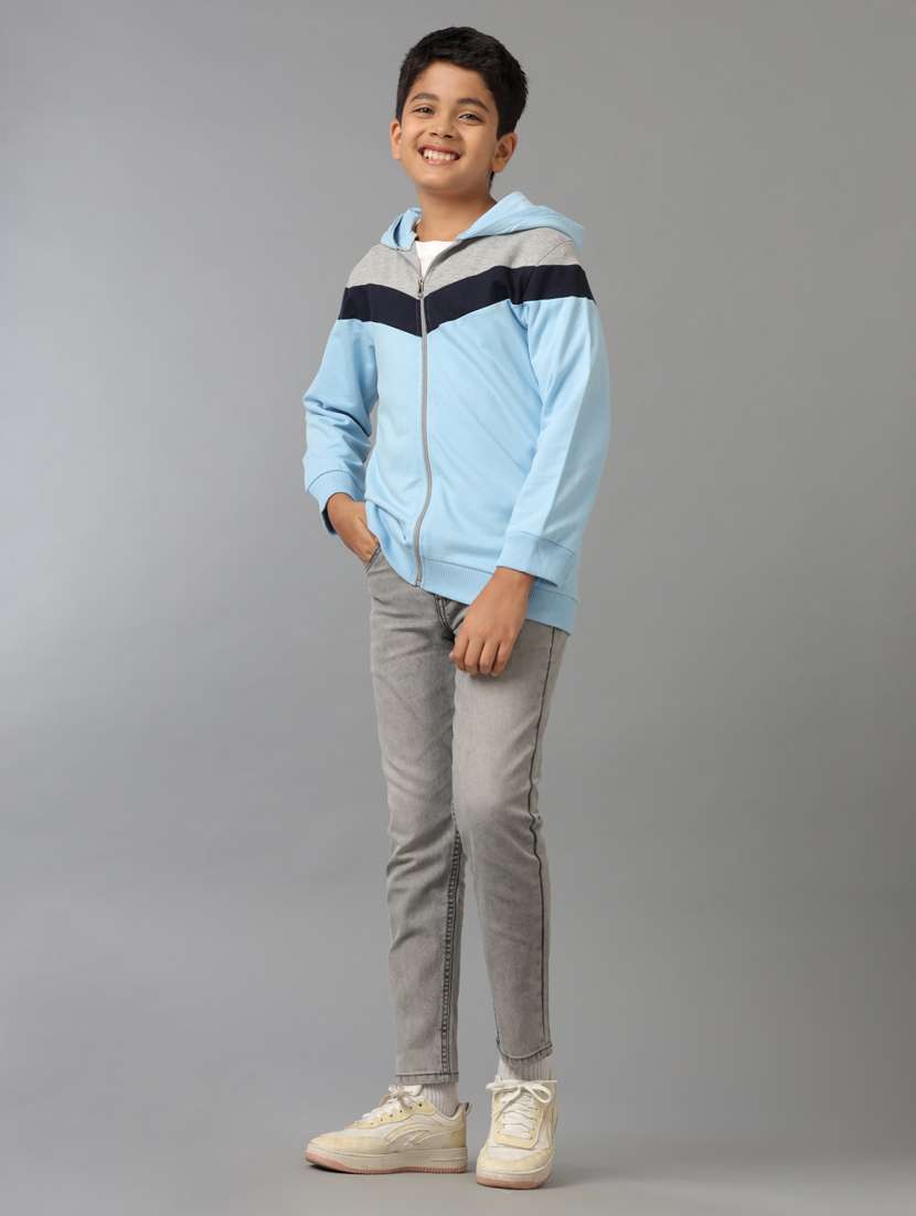 boys color block zipper hooded sweatshirt - 21629895 -  Standard Image - 4