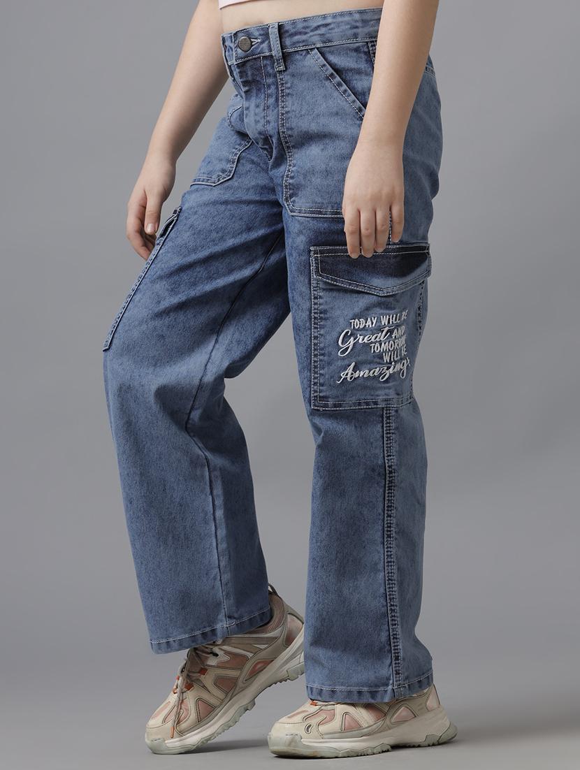 girls straight fit denim cargo - 21629904 - Standard Image - 1