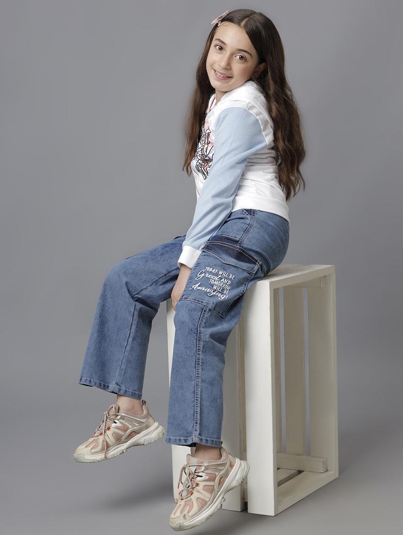 girls straight fit denim cargo - 21629904 - Standard Image - 4