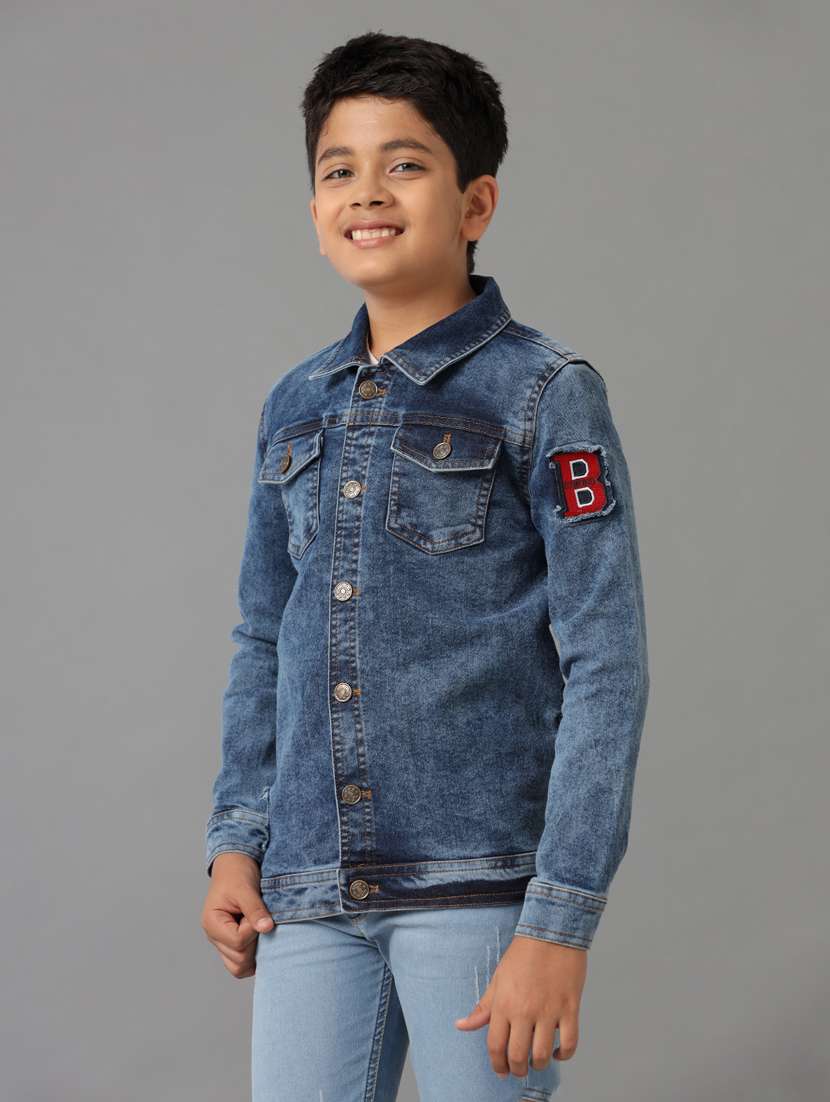 boys washed jacket with patchwork - 21629916 -  Standard Image - 1
