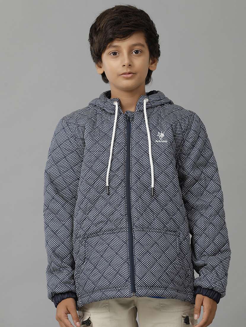 boys printed hooded quilted jacket
