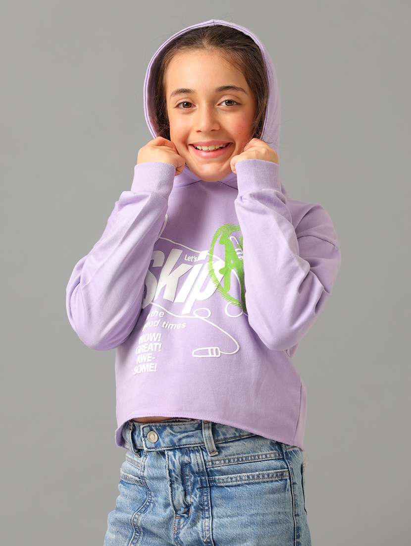 girls front print hooded sweatshirt - 21629930 -  Standard Image - 1