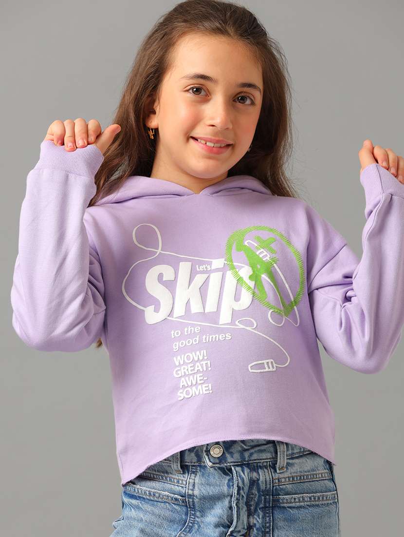 girls front print hooded sweatshirt - 21629930 -  Standard Image - 4