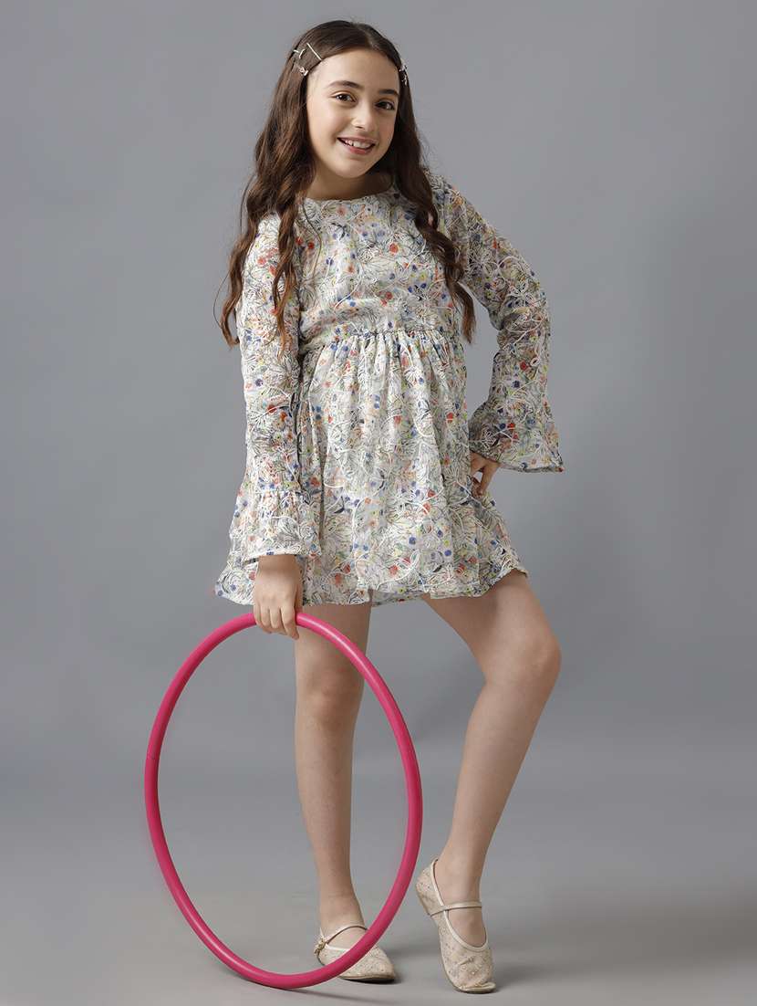 girls florals bell sleeve fit & flare dress - 21629955 -  Standard Image - 4