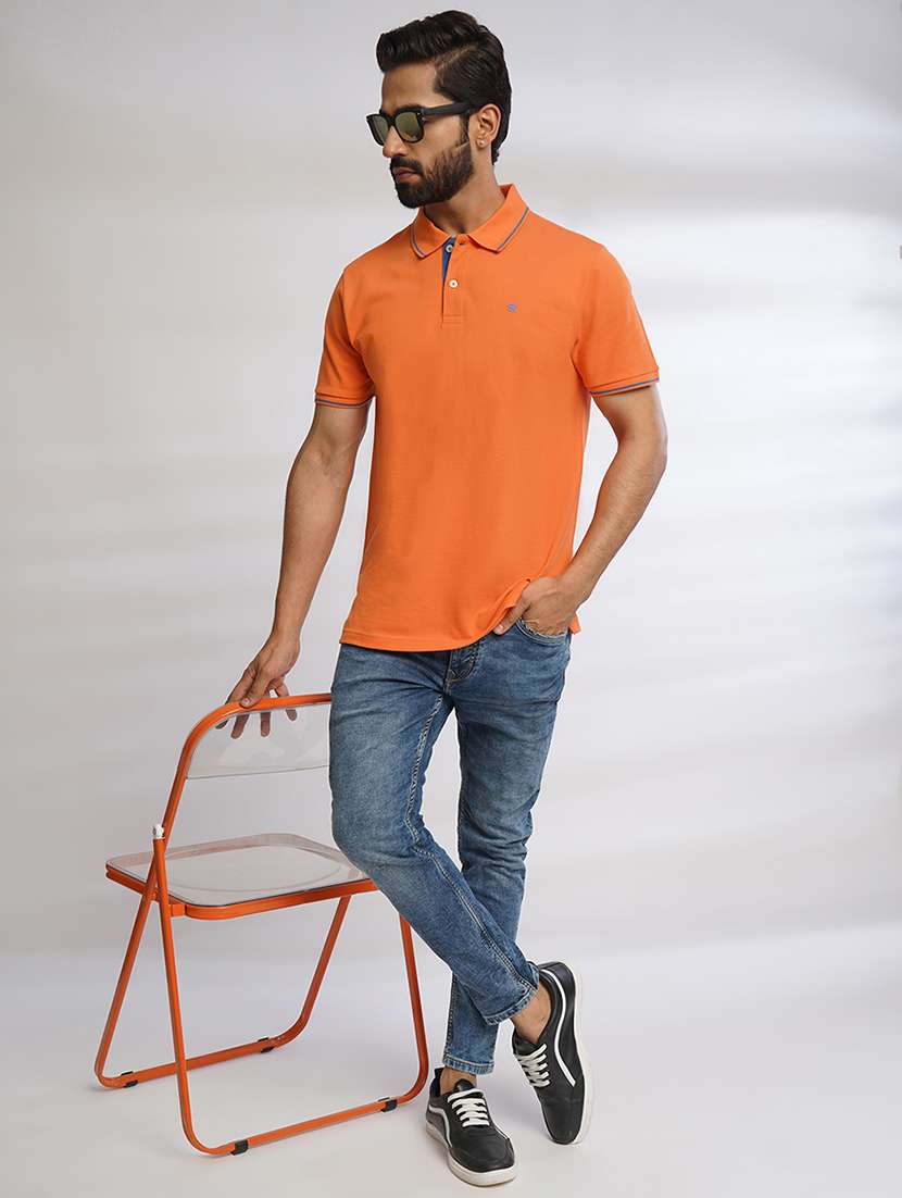 men solid short sleve regular fit polo t-shirt - 21629964 -  Standard Image - 4