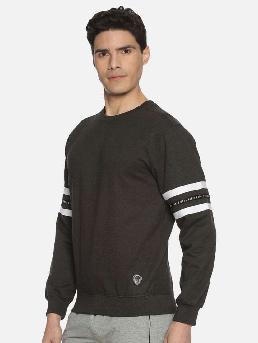 men charcoal long sleeve regular fit sweatshirt - 21630302 -  Standard Image - 1