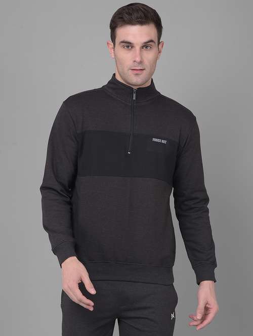 men charcoal long sleeve regular fit sweatshirt - 21630305 - Standard Image - 0