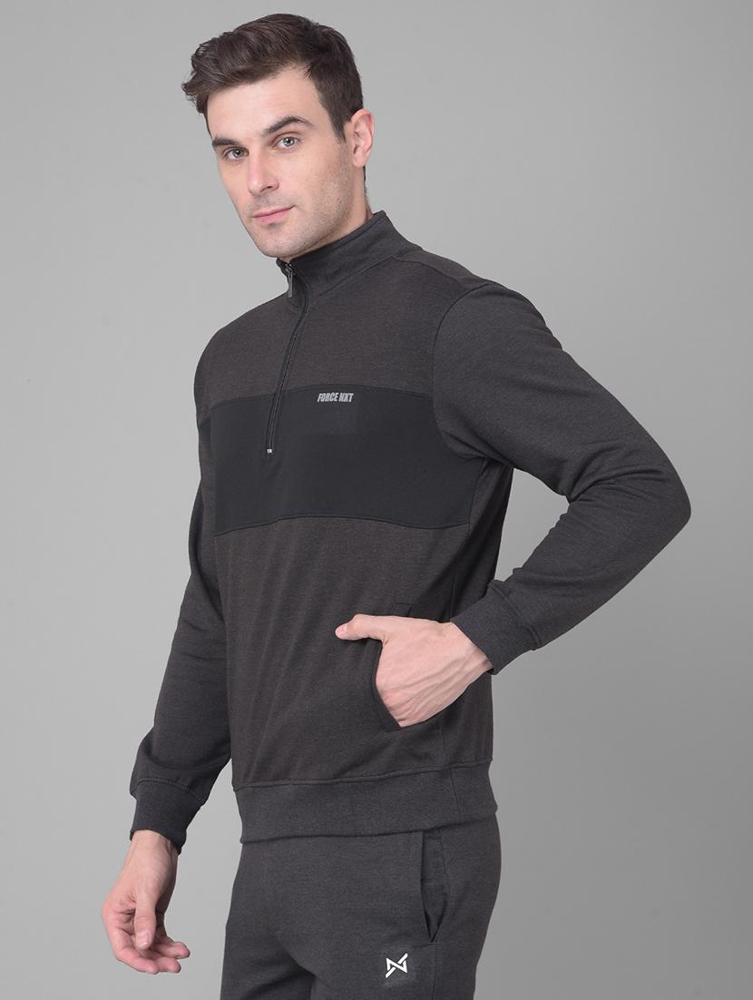 men charcoal long sleeve regular fit sweatshirt - 21630305 - Standard Image - 1