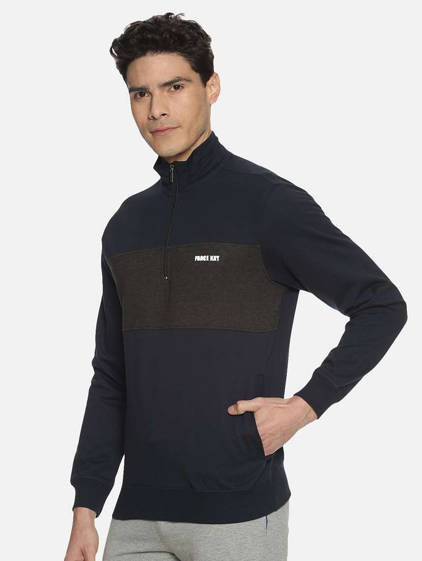 men navy blue long sleeve regular fit sweatshirt - 21630306 -  Standard Image - 1