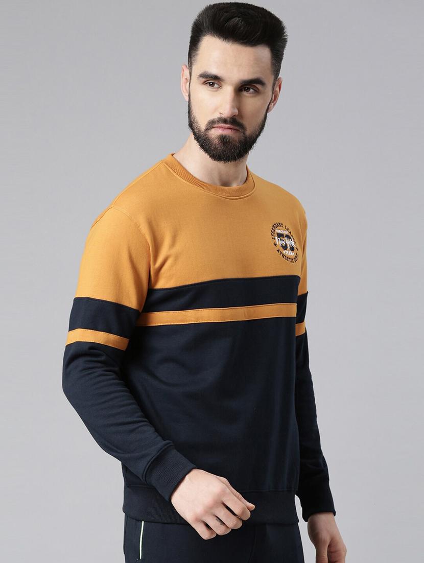 men regular fit color block long slevee sweatshirt - 21630312 - Standard Image - 1