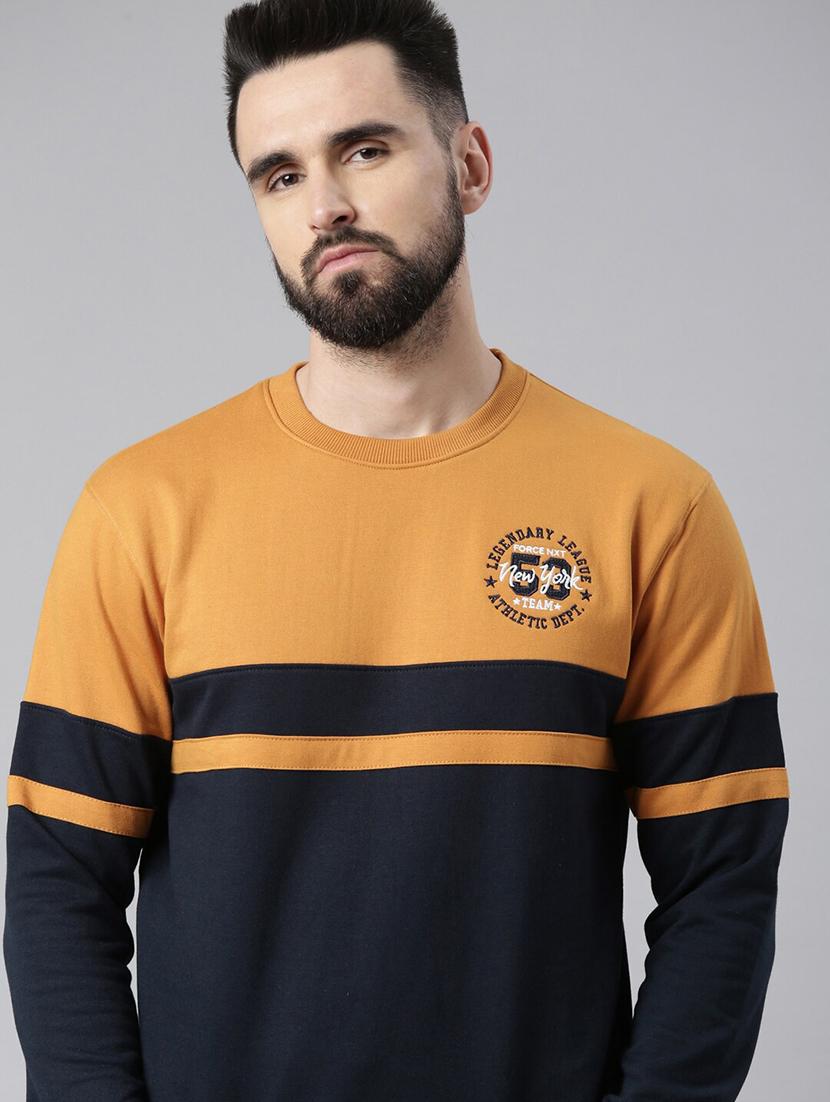 men regular fit color block long slevee sweatshirt - 21630312 - Standard Image - 4