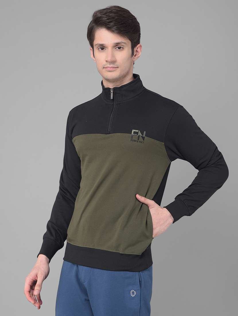 men regular fit color block long slevee sweatshirt - 21630315 -  Standard Image - 1