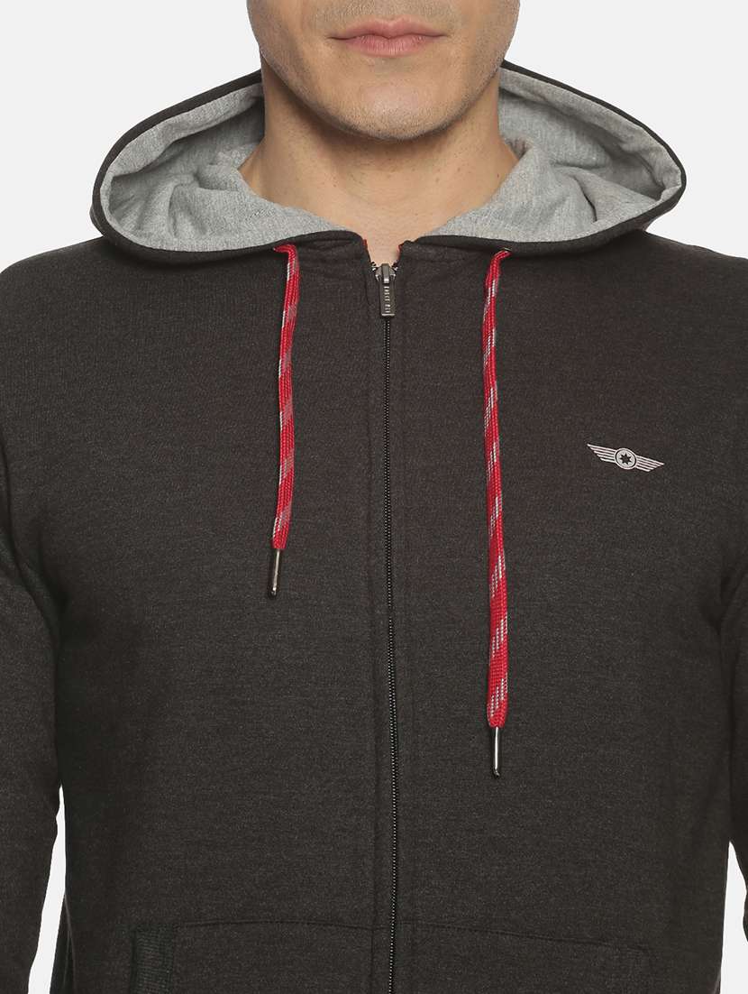 men solid long sleeve regular fit hooded sweatshirt - 21630320 -  Standard Image - 4