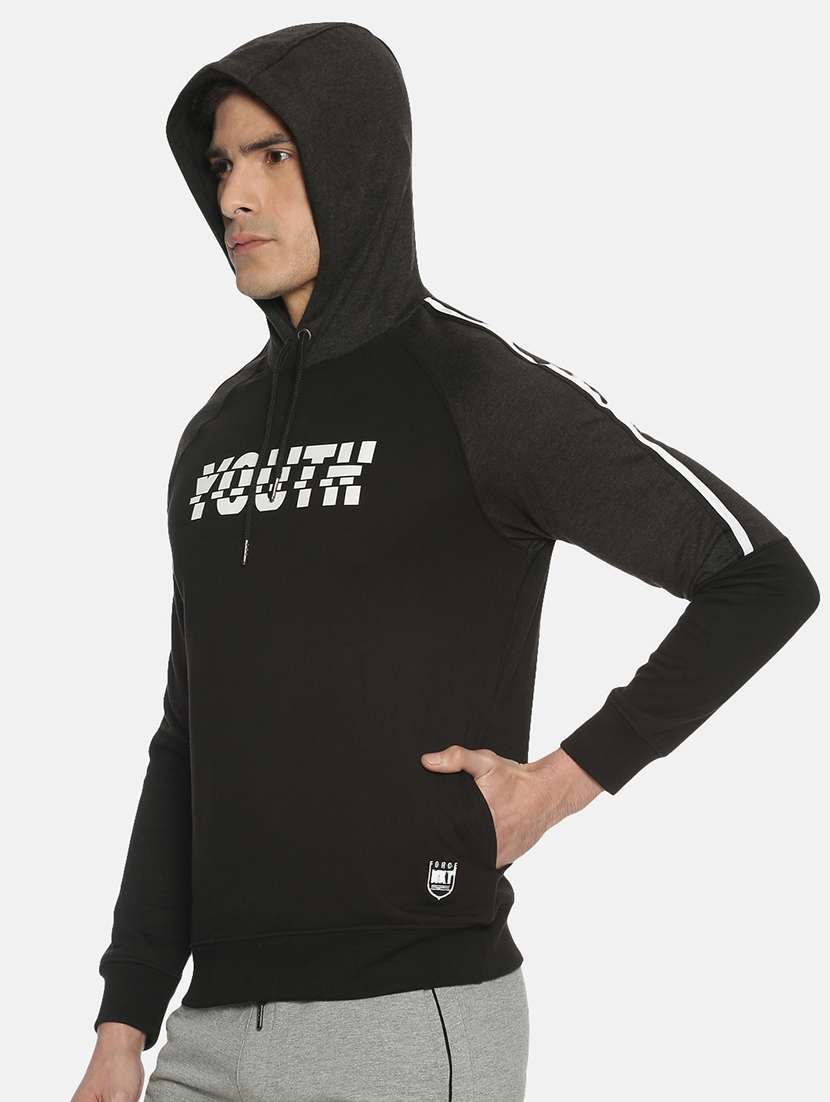 men typographic long sleeve regular fit hooded sweatshirt - 21630324 -  Standard Image - 1