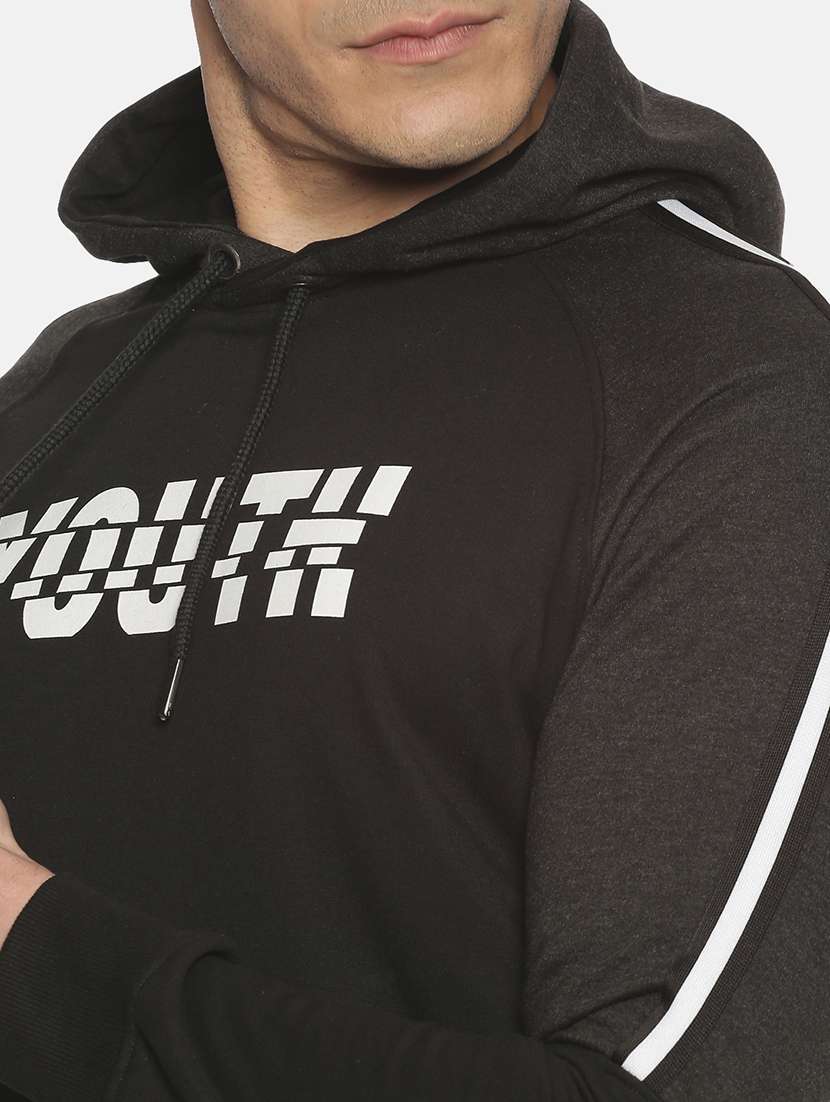 men typographic long sleeve regular fit hooded sweatshirt - 21630324 -  Standard Image - 4