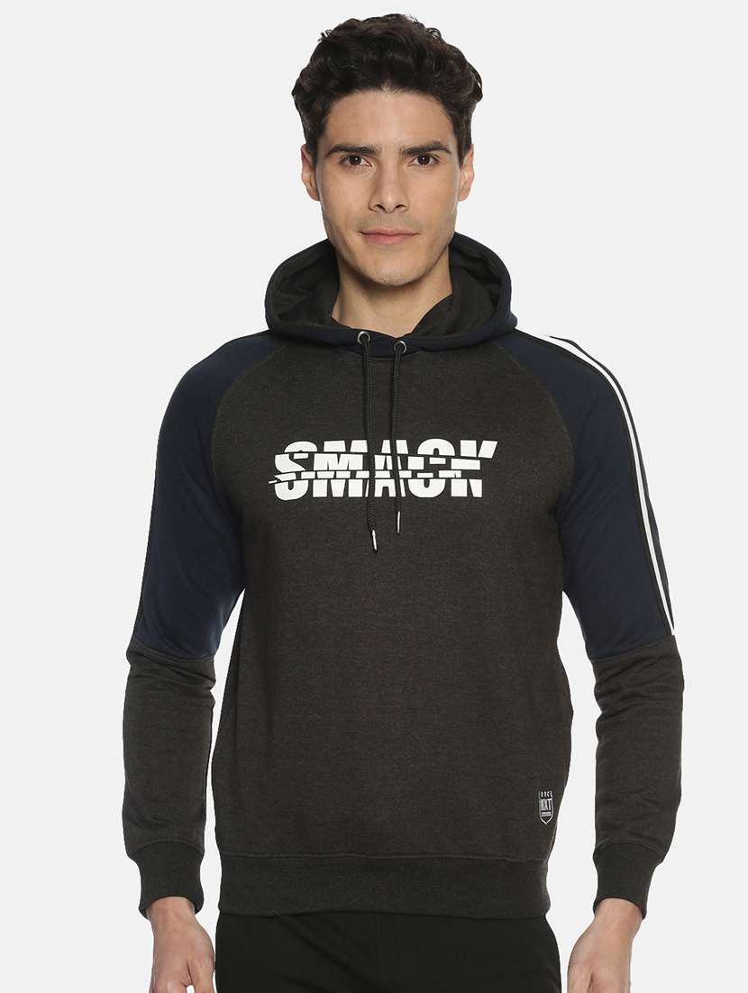 men color block long sleeve regular fit hooded sweatshirt