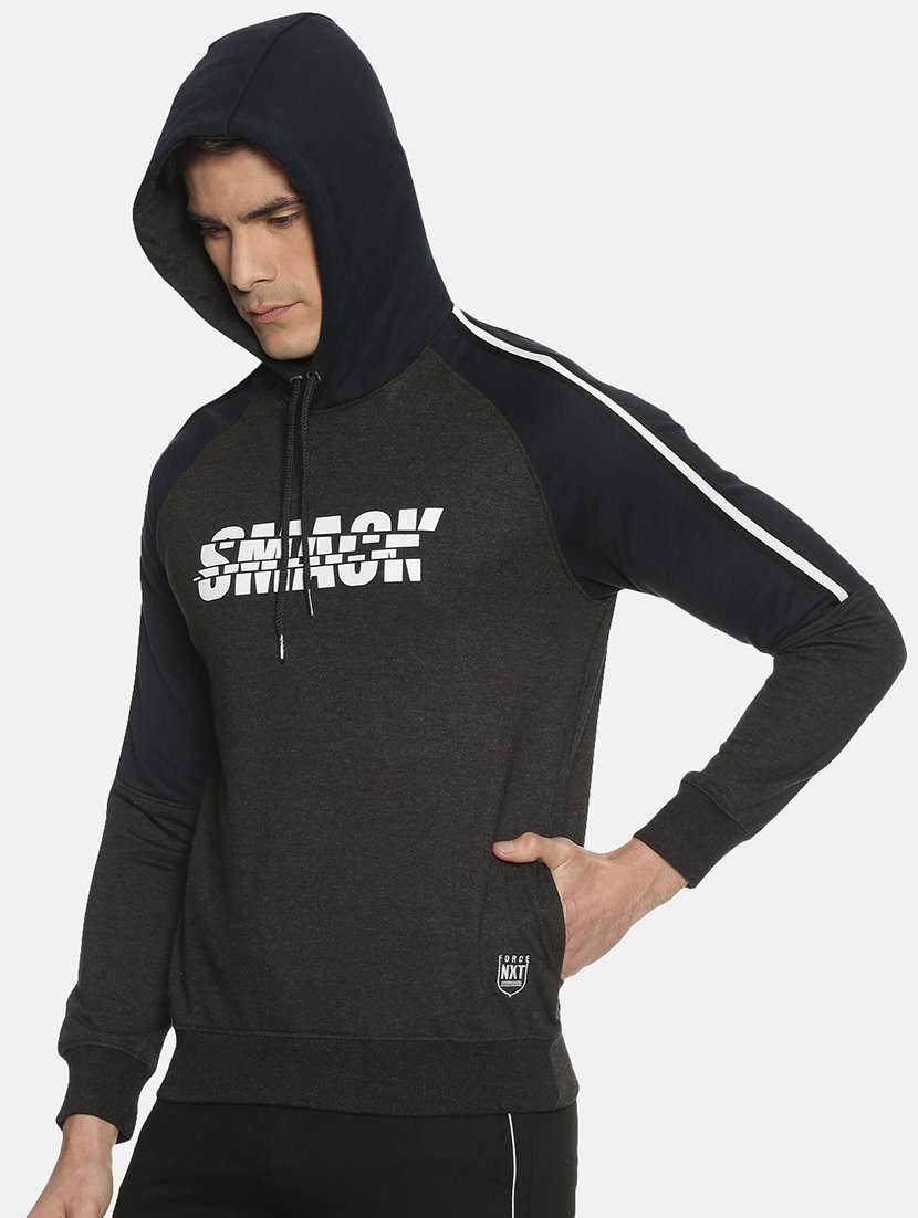 men color block long sleeve regular fit hooded sweatshirt - 21630325 -  Standard Image - 1