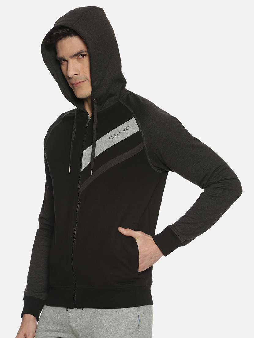 men color block long sleeve regular fit hooded sweatshirt - 21630327 -  Standard Image - 1