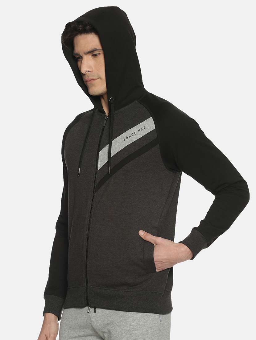 men color block long sleeve regular fit hooded sweatshirt - 21630328 -  Standard Image - 1