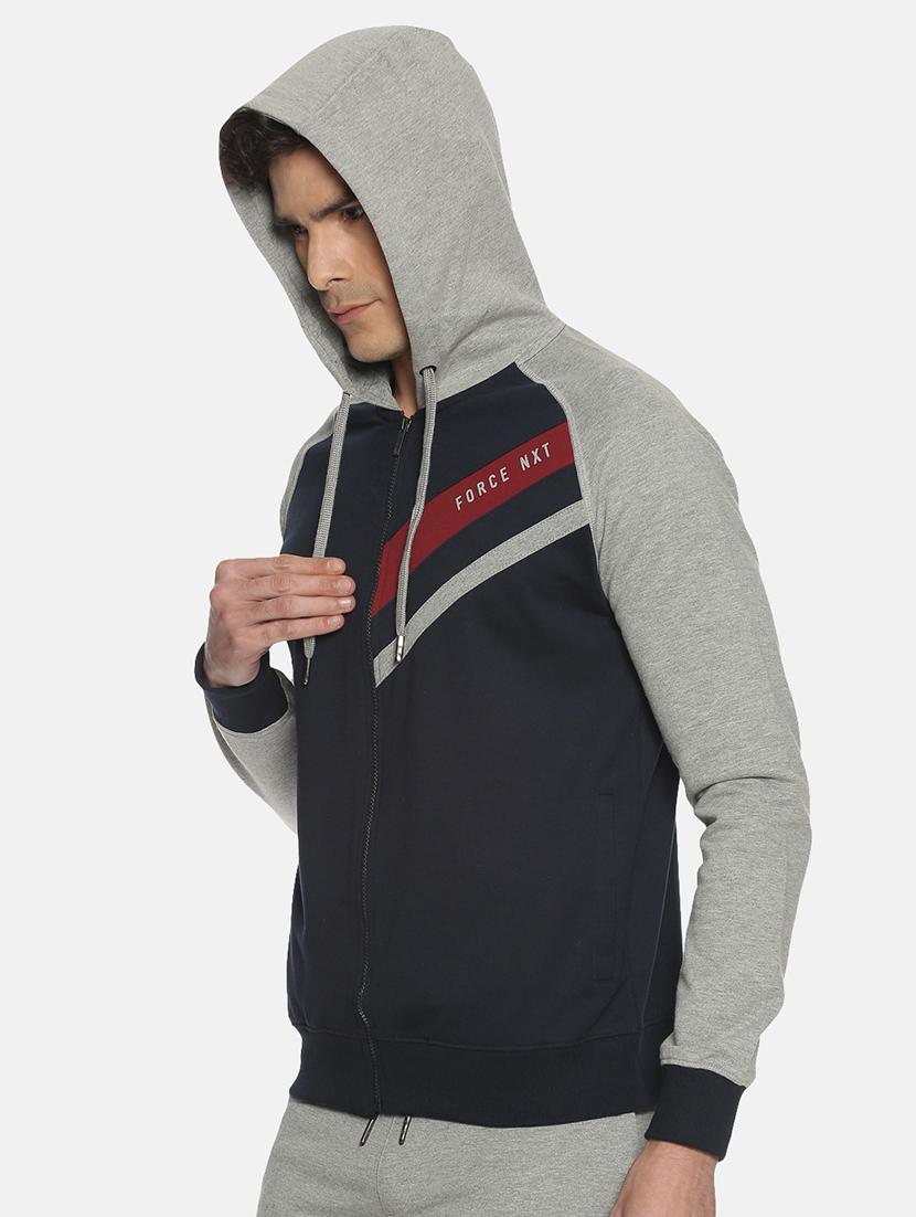 men color block long sleeve regular fit hooded sweatshirt - 21630329 - Standard Image - 1