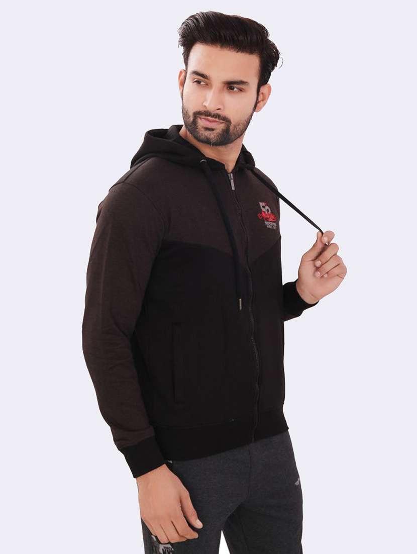 men color block long sleeve regular fit hooded sweatshirt - 21630330 -  Standard Image - 1