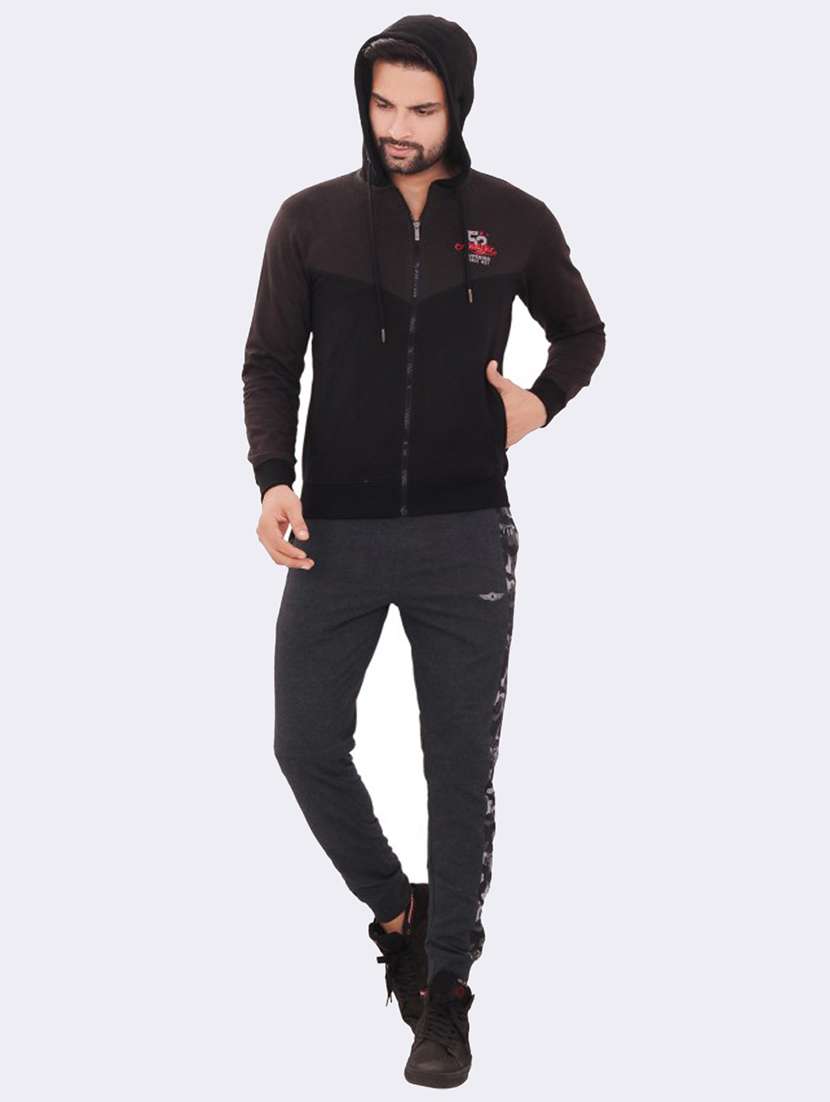 men color block long sleeve regular fit hooded sweatshirt - 21630330 -  Standard Image - 4