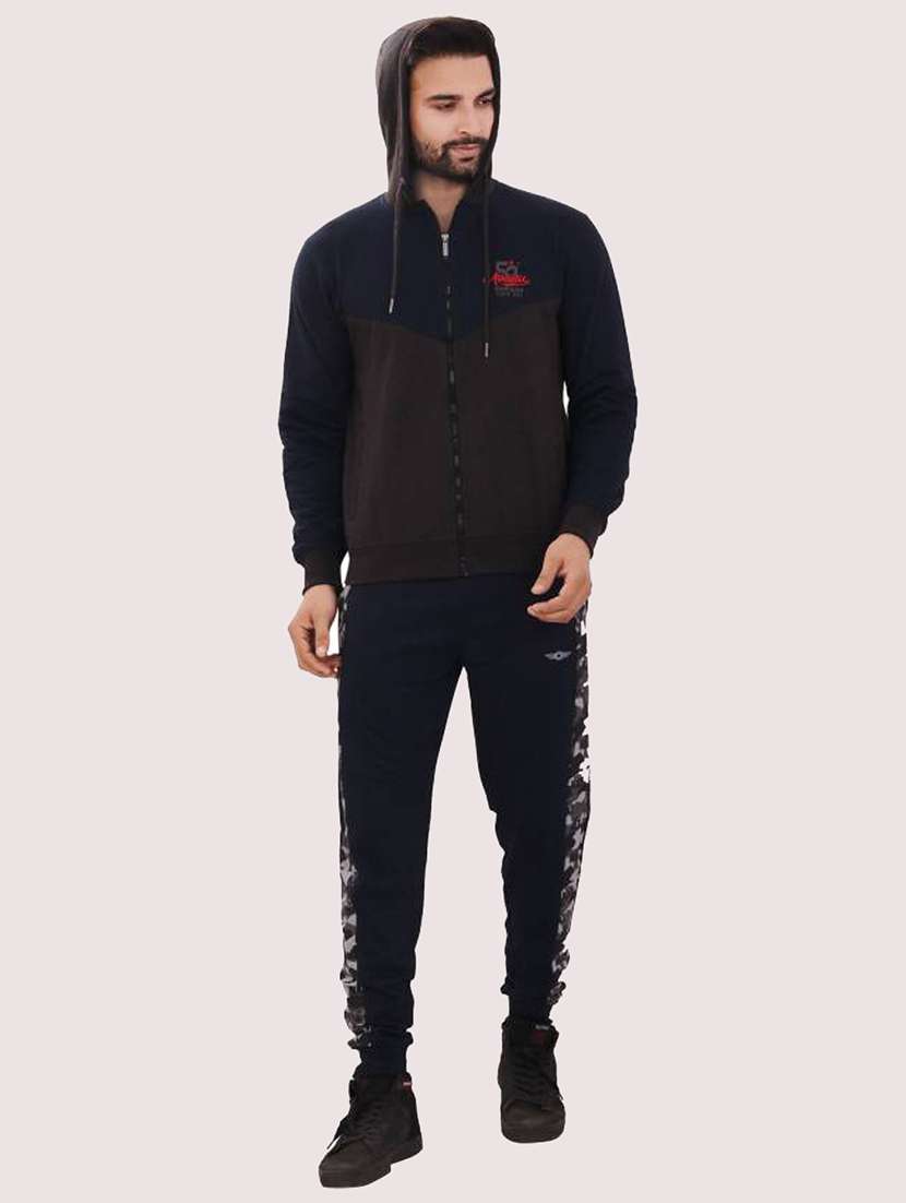 men color block long sleeve regular fit hooded sweatshirt - 21630331 -  Standard Image - 4