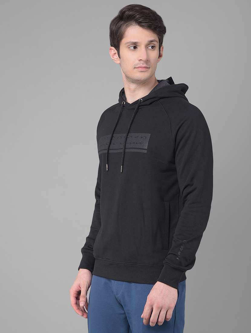 men black long sleeve regular fit hooded sweatshirt - 21630336 -  Standard Image - 1