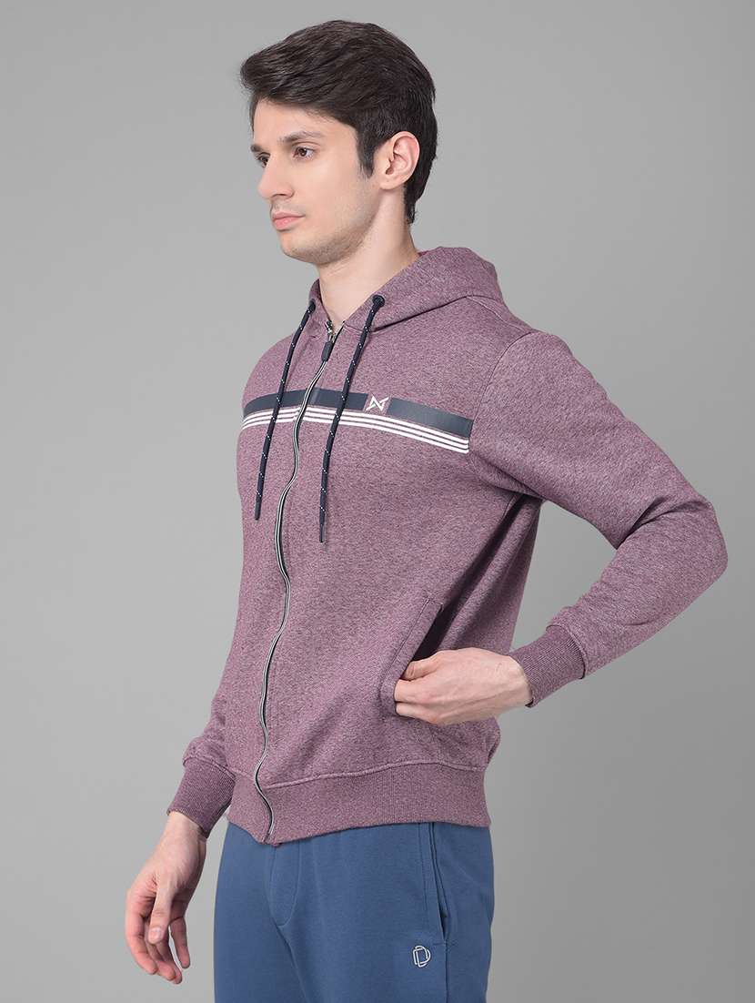 men purple long sleeve regular fit hooded sweatshirt - 21630340 -  Standard Image - 1