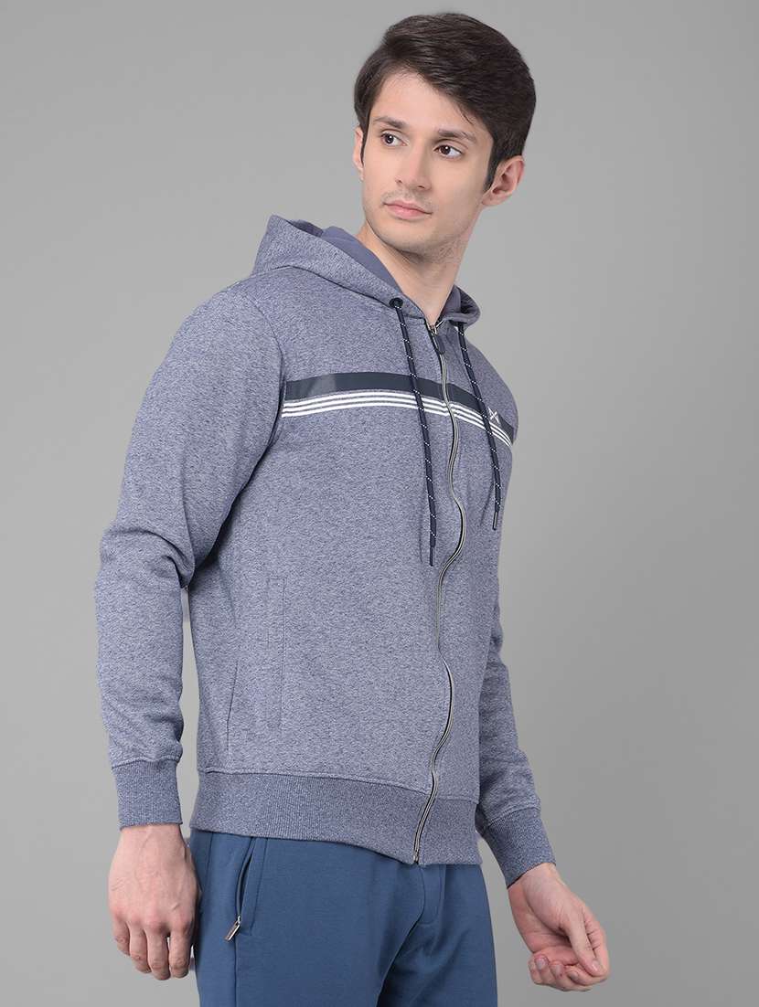 men navy blue long sleeve regular fit hooded sweatshirt - 21630343 -  Standard Image - 1