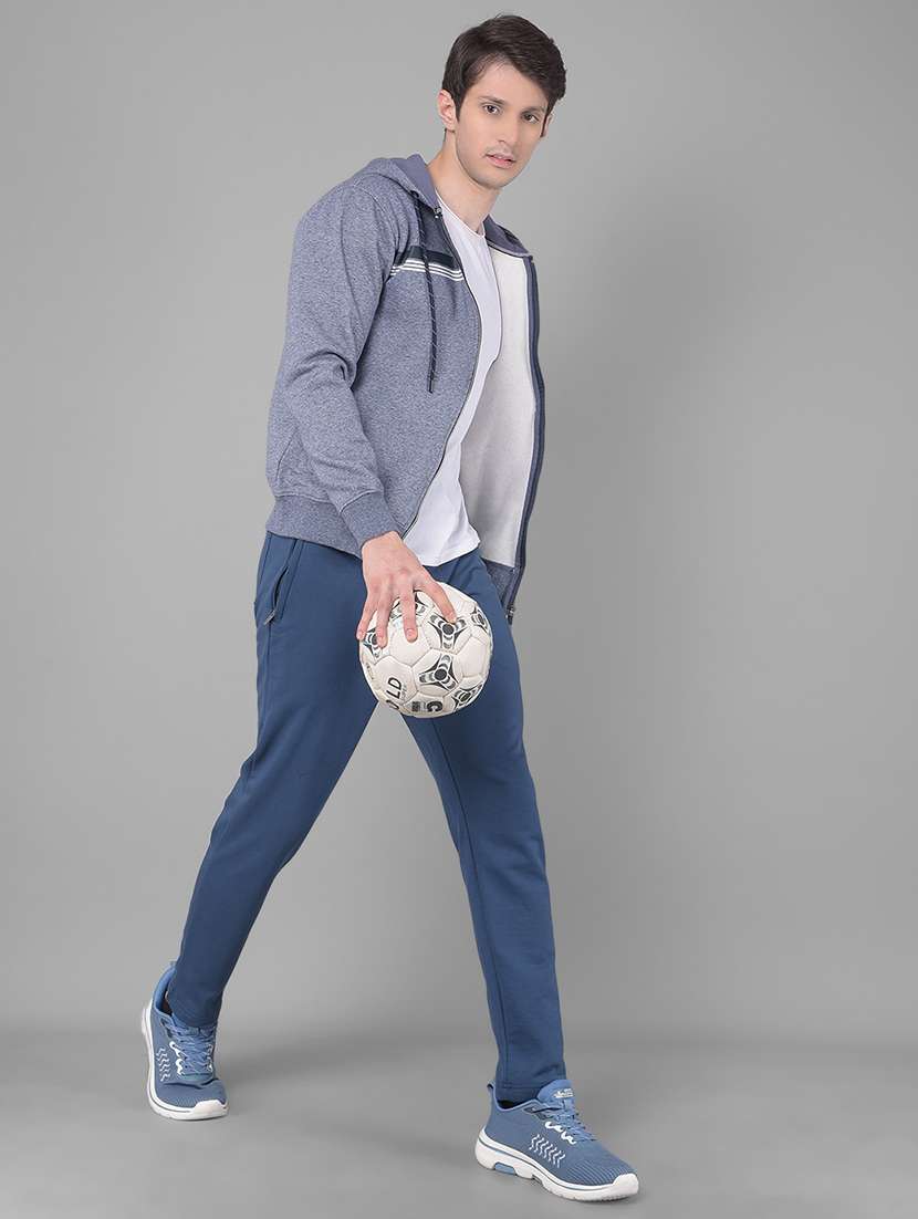 men navy blue long sleeve regular fit hooded sweatshirt - 21630343 -  Standard Image - 4