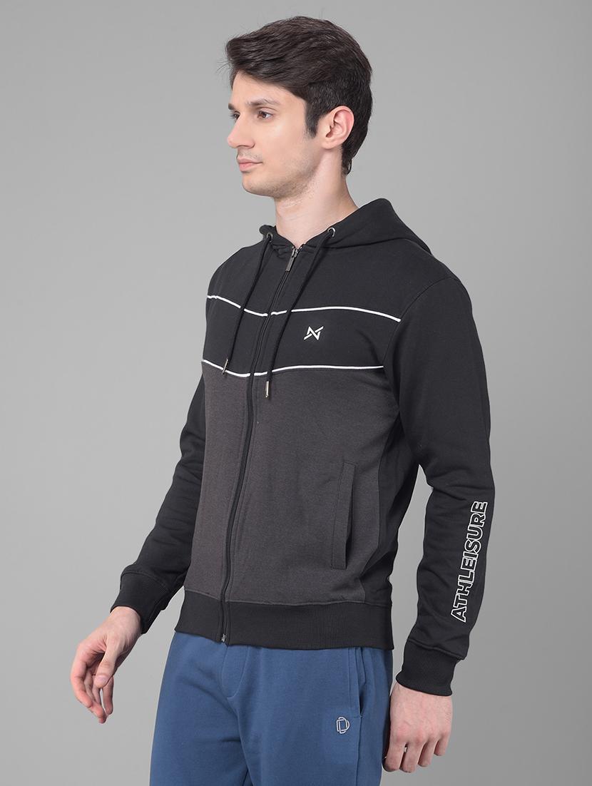 men black long sleeve regular fit hooded sweatshirt - 21630344 - Standard Image - 1