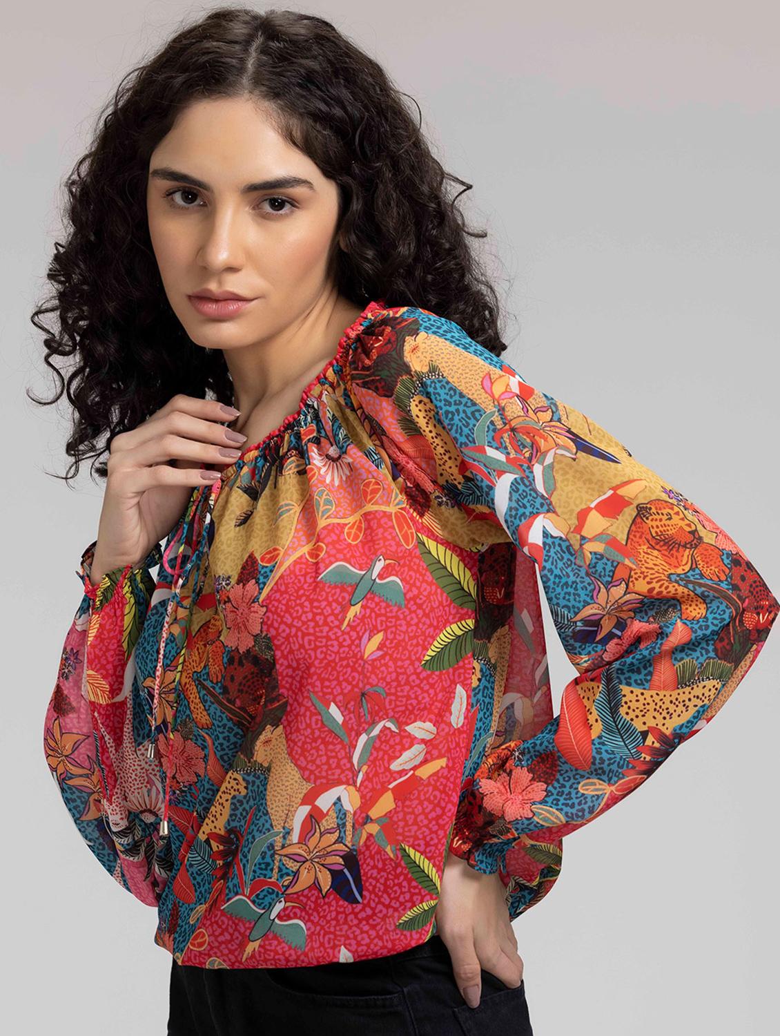 women printed long sleeve top - 21630467 - Standard Image - 1