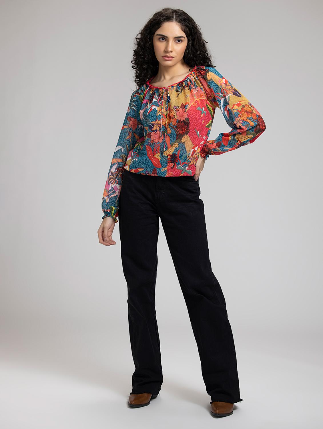 women printed long sleeve top - 21630467 - Standard Image - 4