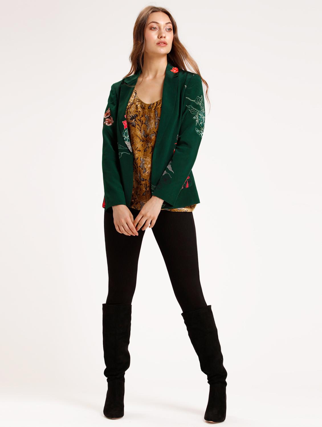 women printed long sleeve casual blazer - 21630502 - Standard Image - 4