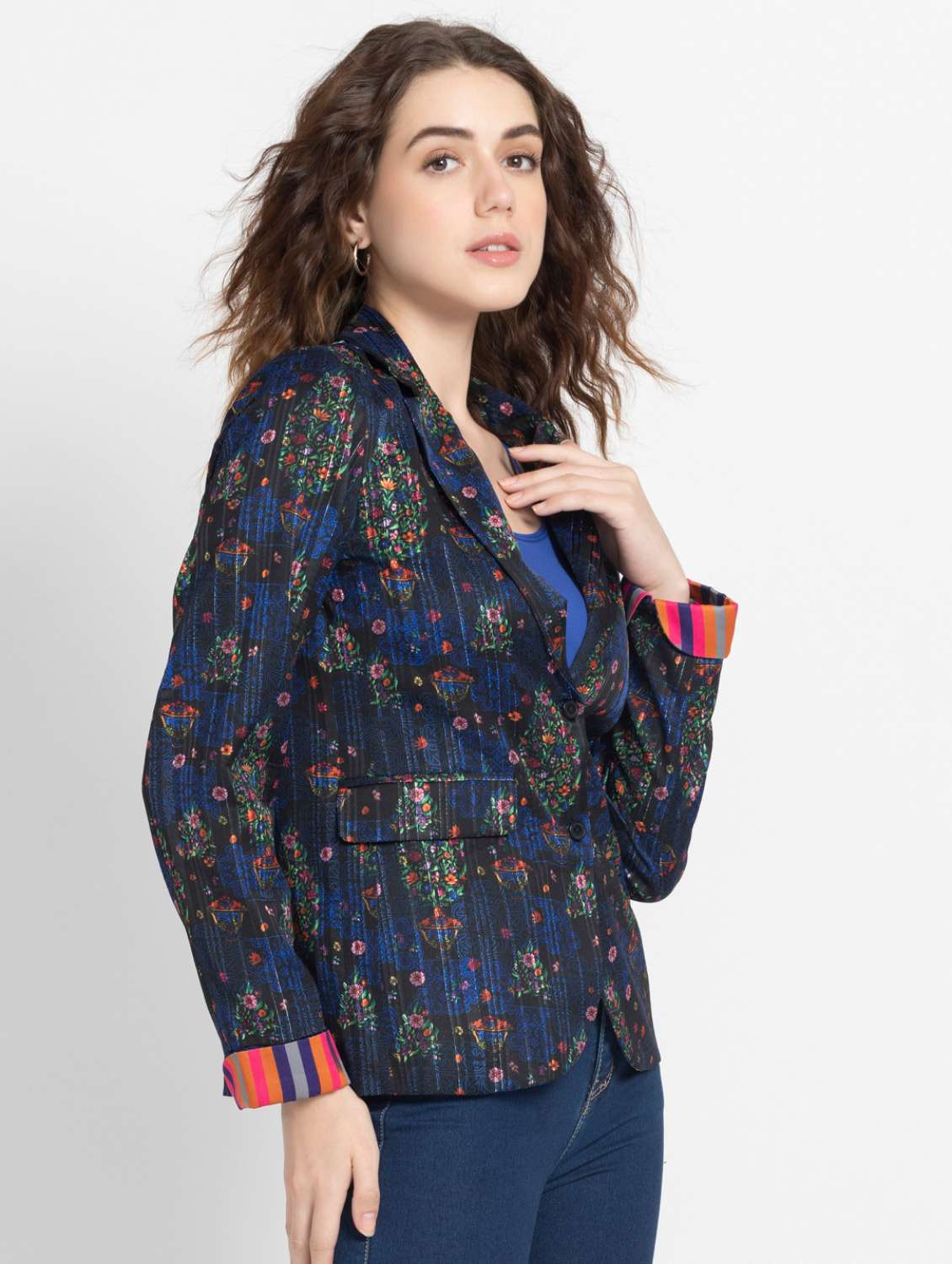 women floral printed long sleeve casual blazer - 21630511 -  Standard Image - 1