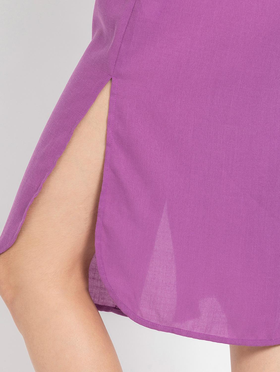 purple solid shirt dress - 21630544 - Standard Image - 4