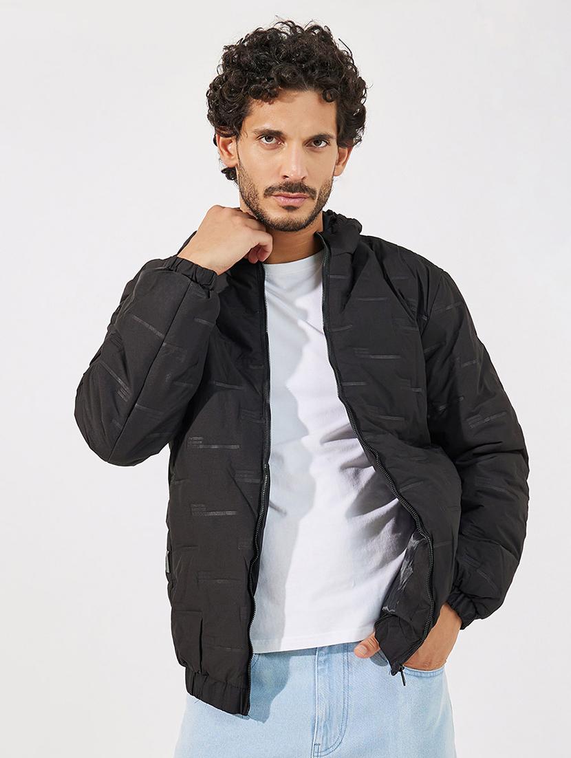 men black hooded bomber jacket - 21630610 - Standard Image - 1