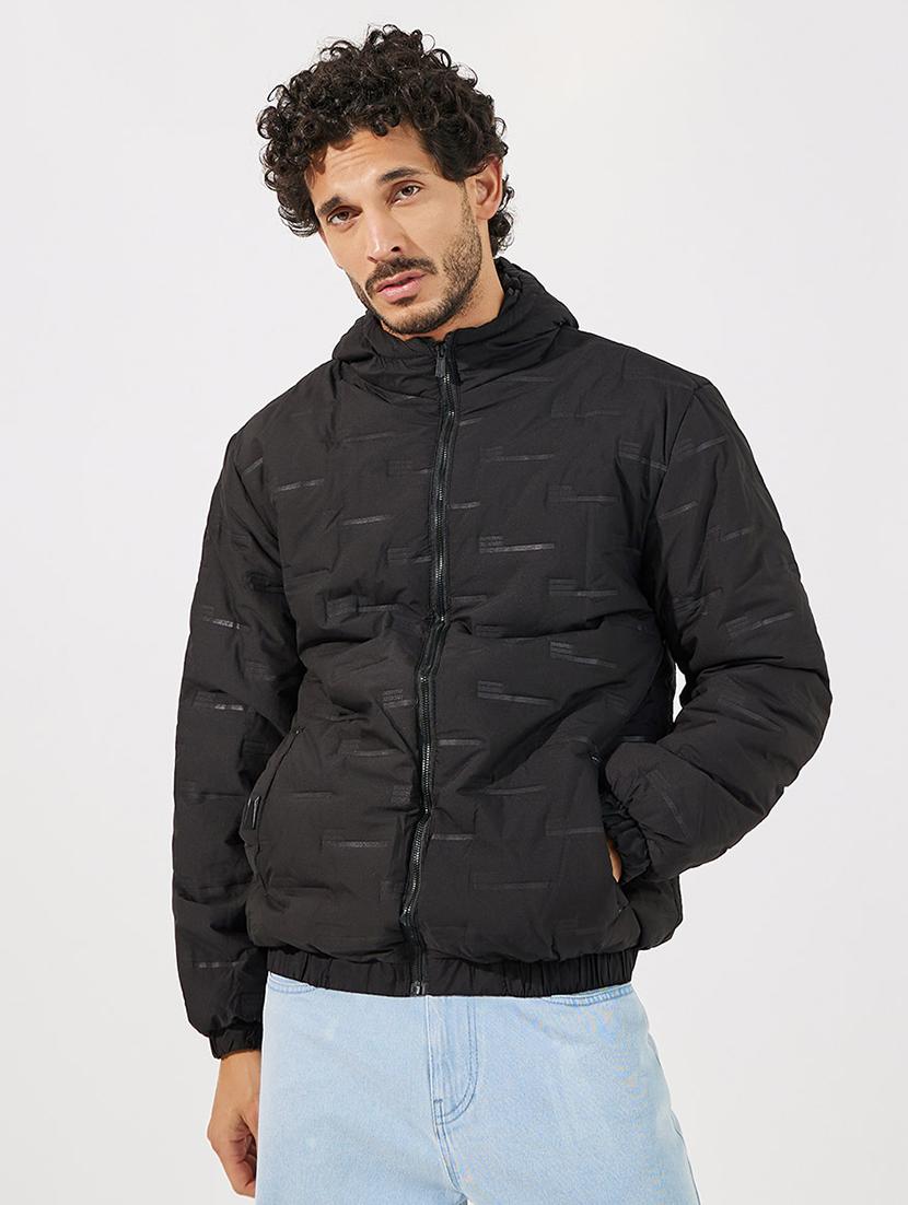 men black hooded bomber jacket - 21630610 - Standard Image - 4