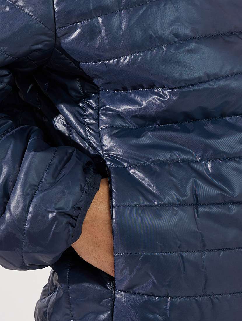 men solid hood neck quilted jacket - 21630611 -  Standard Image - 4