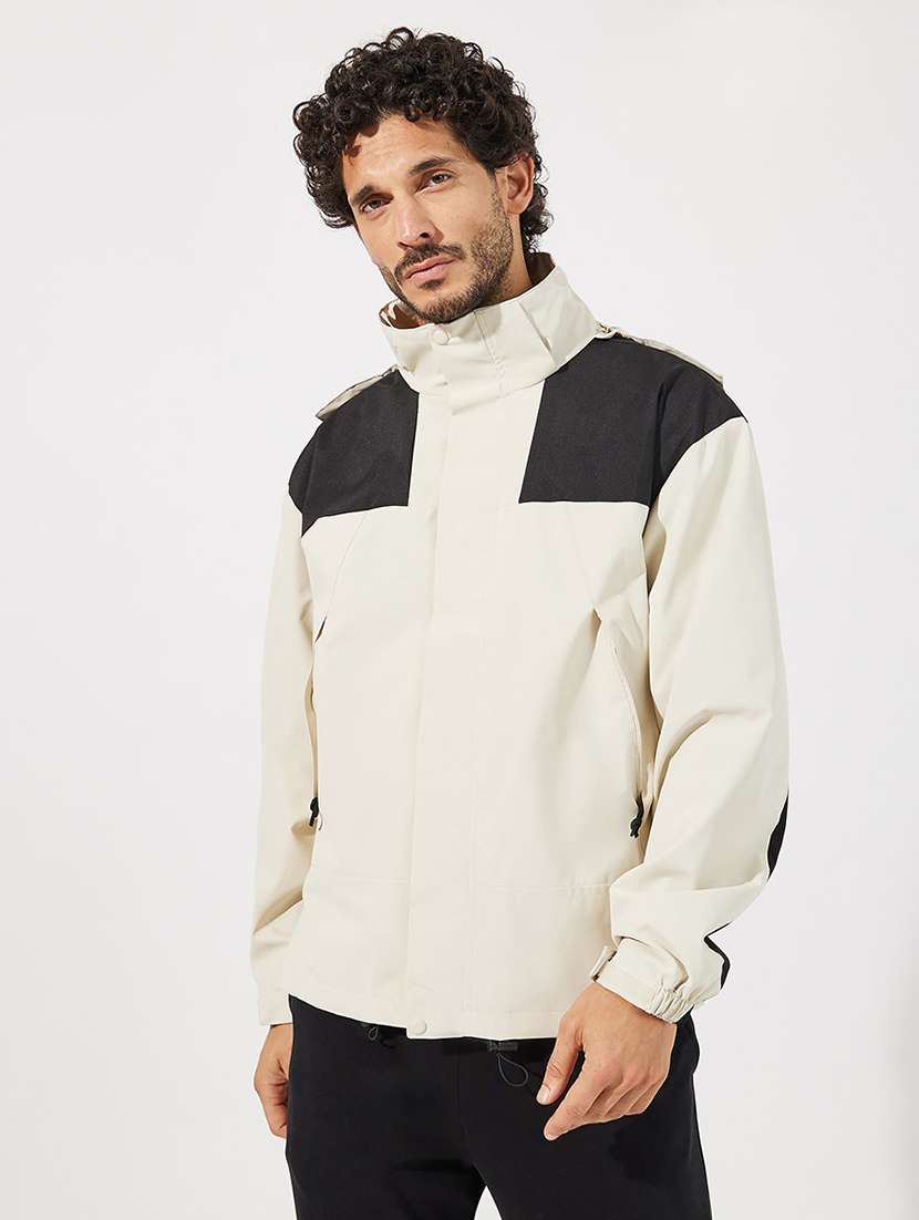 men color block hooded casual jacket - 21630612 -  Standard Image - 1