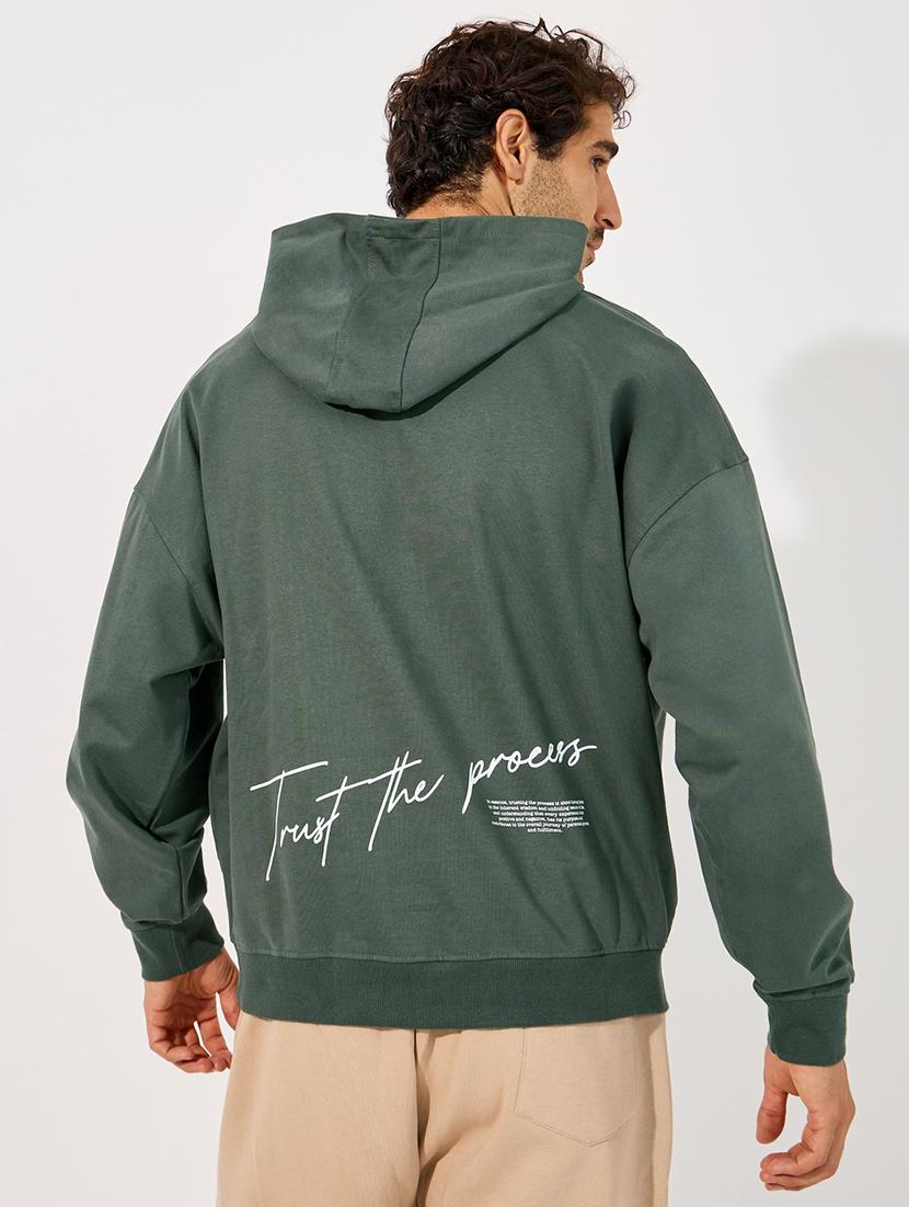men back print long sleeve hooded sweatshirt - 21630635 - Standard Image - 1