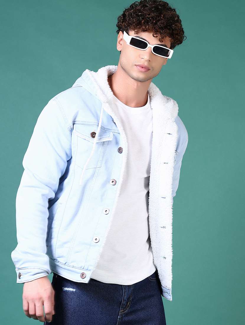 men long sleeves solid denim casual jacket - 21630695 -  Standard Image - 1