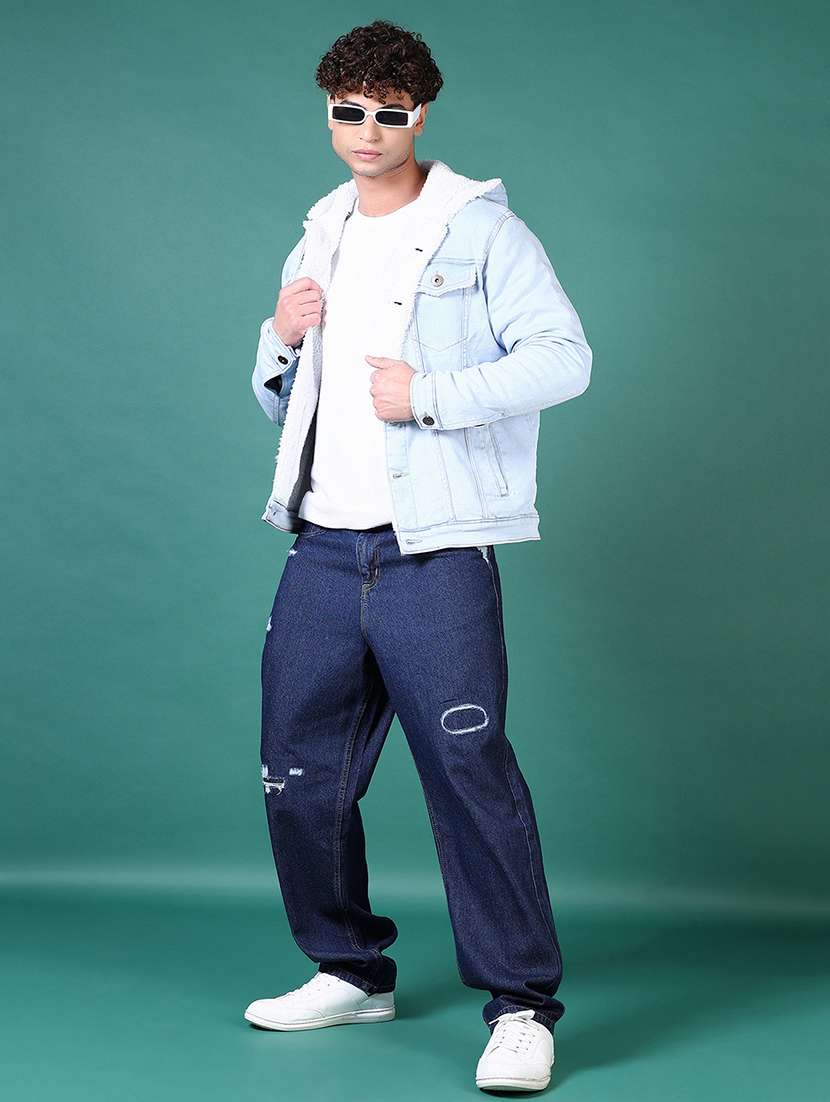 men long sleeves solid denim casual jacket - 21630695 -  Standard Image - 4