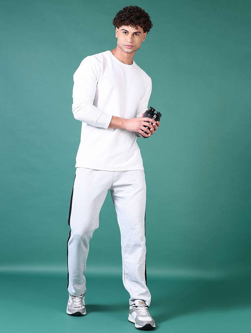 men mid rise side taped full length track pant - 21630747 -  Standard Image - 4