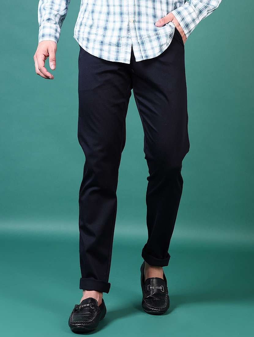 men solid mid rise chinos trouser - 21630796 -  Standard Image - 1