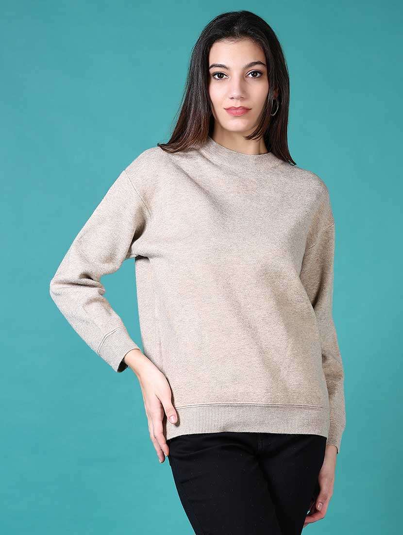 women solid long sleeves pullover